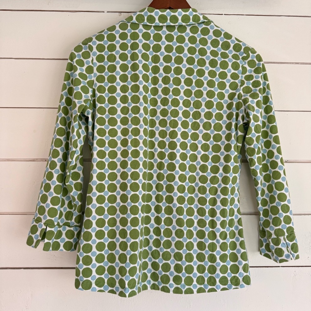 Vintage Boden green & blue circle print button down shirt. Size: Small - Picture 5 of 7
